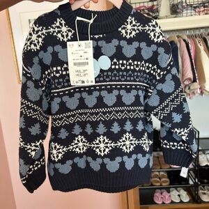Zara Kids Blue and White Knit Sweater
